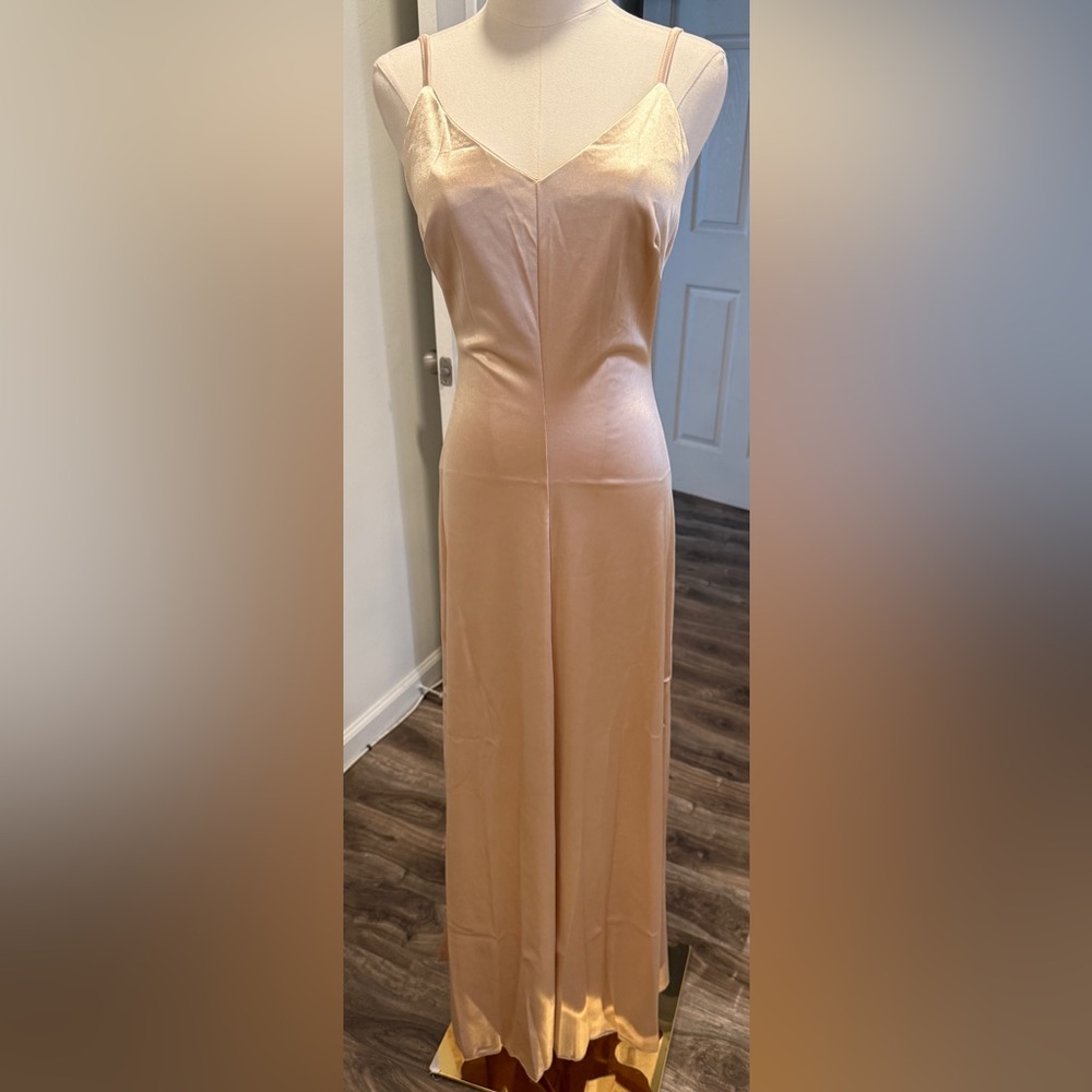 Champagne Satin Slip Maxi Dress – Size Small